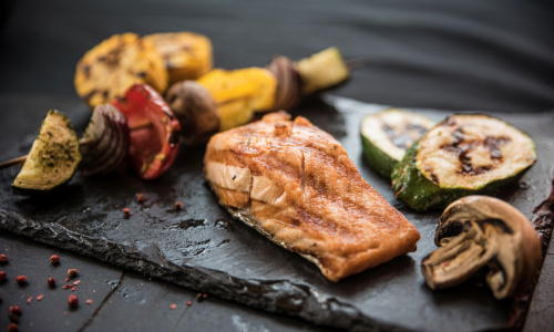 Lašišos kepsnys+sriuba